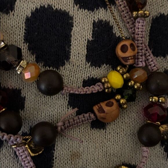 Betsy Johnson Multicolor Beaded Skull  Necklace - Picture 3 of 4
